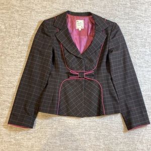 Women's Black and Pink Plaid Jacket
